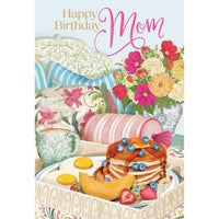 Pictura Breakfast in Bed Birthday Card for Mother, featuring a cozy breakfast scene and heartfelt message, perfect for special occasions.