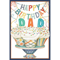Pictura Dad Cupcakes birthday card featuring a colorful cupcake illustration and heartfelt message for father.