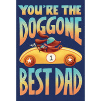 Pictura Doggone Best Birthday Card for Father featuring playful dog illustration and festive design on white background.