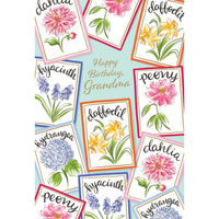 Pictura Flower Seed Packets birthday card featuring floral designs, suitable for grandmother's birthday, from everyday greeting card collection.