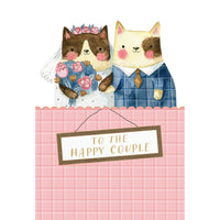 Pictura Cat Couple Wedding Card featuring adorable illustrated cats, perfect for celebrating love on special occasions.