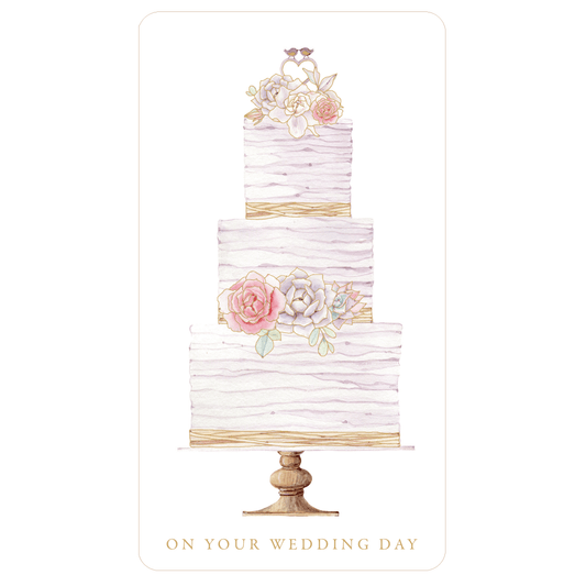 Rustic wedding cake-shaped money card holder by Pictura, designed for wedding gift cards and keepsakes.