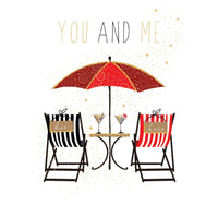His and her chairs anniversary card from Pictura, featuring a romantic design suitable for everyday occasions.