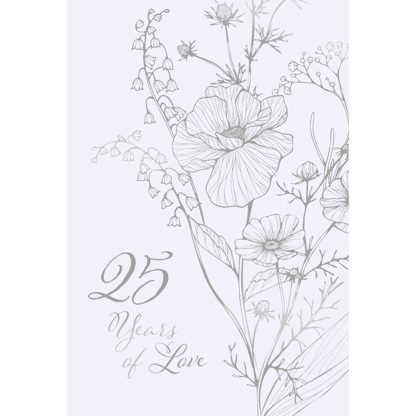 Silver Florals 25th Anniversary Card