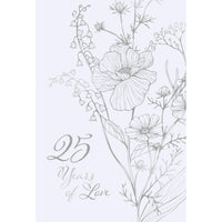 Silver Florals 25th Anniversary Card by Pictura featuring elegant floral design on high-quality paper for special celebrations