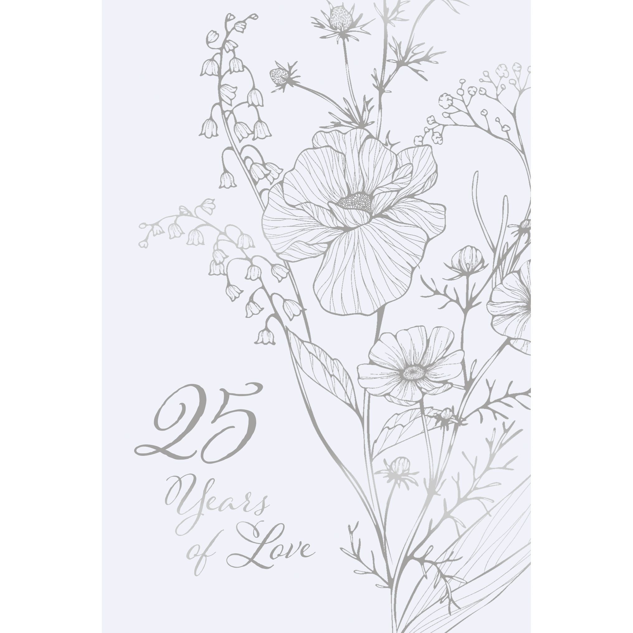 Silver Florals 25th Anniversary Card