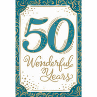 Pictura 50 Wonderful Years 50th Anniversary Card with elegant design, perfect for celebrating a half-century milestone.