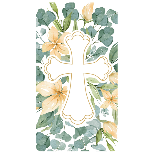 Green leaves cross money holder card from Pictura's Everyday Cards collection featuring a nature-inspired design.