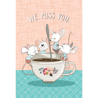 Pictura Teacup Mice Get Well card featuring cute mice illustration, perfect for sending cheerful messages to loved ones.