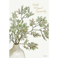 Potted leaves sympathy card from Cardmore featuring a peaceful plant illustration on a white background.