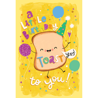 Colorful Birthday Toast card by Cardmore featuring cheerful toast characters, perfect for celebrating birthdays.