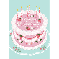 Colorful strawberry cake birthday card from Cardmore with vibrant fruit illustrations, perfect for celebrating special occasions.
