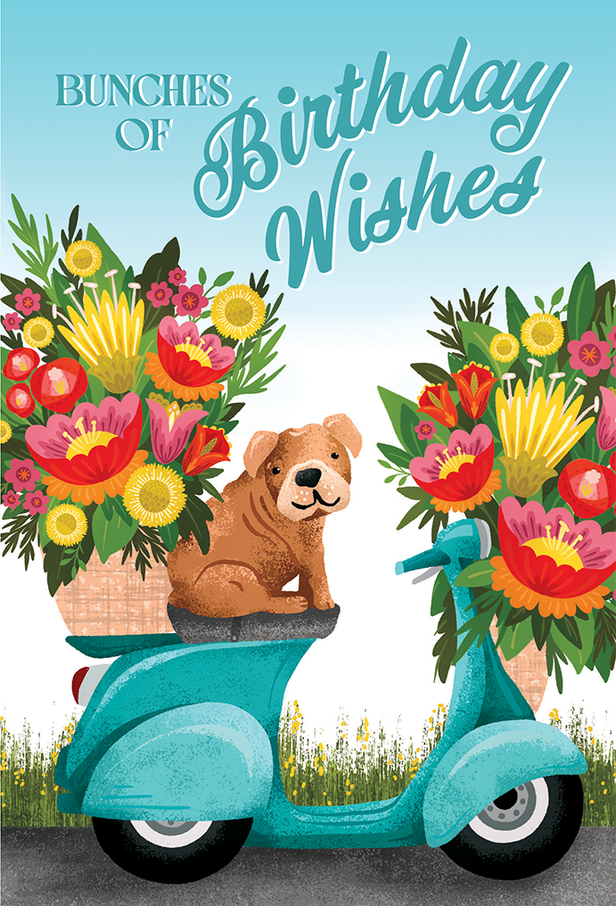 Scooter Dog Birthday Card