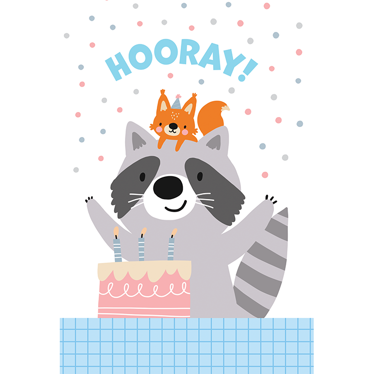 Raccoon & Squirrel Birthday Card Confetti