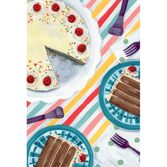 Celebrate with Cake birthday card from Cardmore featuring colorful cake illustration for special occasions and celebrations.