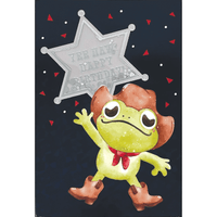 Cowboy Frog birthday card with confetti design from Cardmore, featuring a playful frog in cowboy attire and colorful confetti accents.