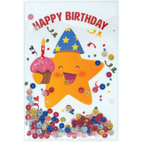 Colorful Party Star Birthday Card from Cardmore with confetti design, perfect for celebrating special occasions.
