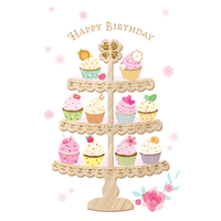 Wooden cupcake tier birthday card by Cardmore, featuring layered cupcake design perfect for celebration greetings.