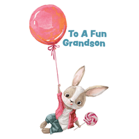 Pictura Bunny Balloon Birthday Grandson card featuring a cute bunny holding a balloon, perfect for grandson's birthday celebration.