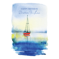 Red sailboat birthday card for brother-in-law by Pictura featuring a colorful sailboat illustration on an everyday card.