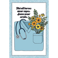 Pictura floral scrubs thank you card for nurses with colorful medical uniform design