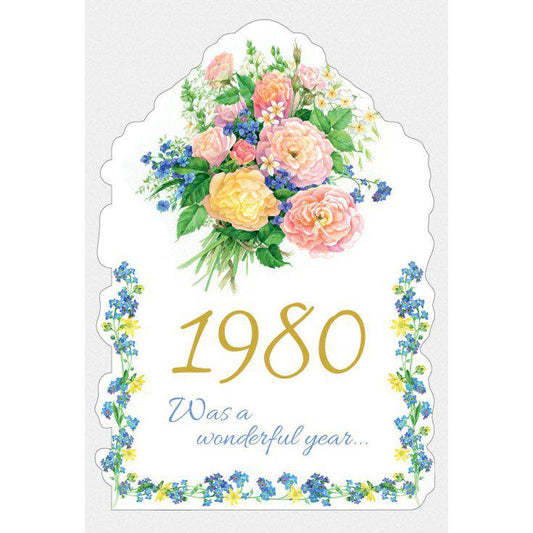 Pictura Year of Birth 1980 card featuring a colorful design with the year 1980, ideal for birthday celebrations and keepsakes.