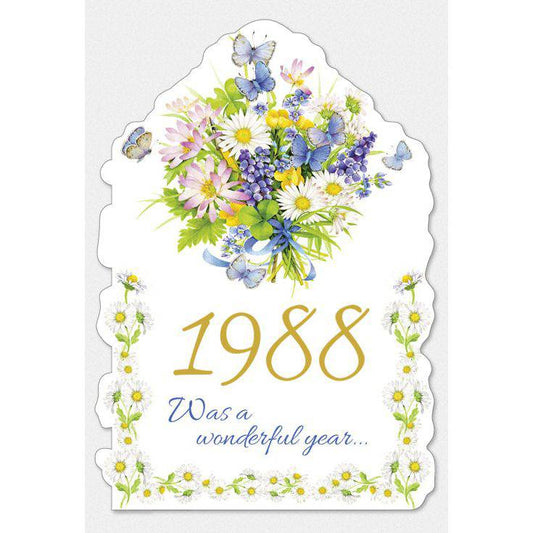 Pictura Year of Birth 1988 card featuring stylish design and bold "1988" text, ideal for celebrating birth year milestones.