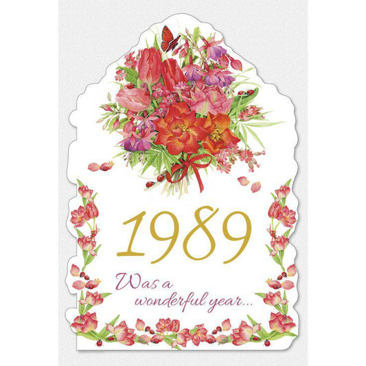 Pictura Year of Birth 1989 card featuring a decorative design and bold "1989" text, ideal for celebrating birth years.