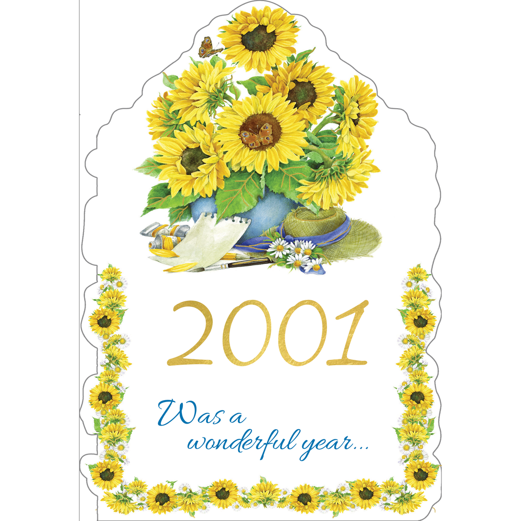 2001 Sunflowers Year Of Birth Birthday Card