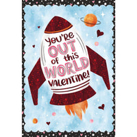 Valentine's Day card by Pictura featuring an out of this world space theme with stars and planets design.