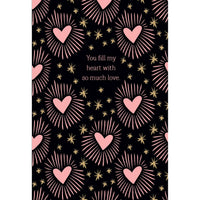 Valentine's Day card with shining hearts design by Pictura, featuring colorful heart illustrations on a festive background.