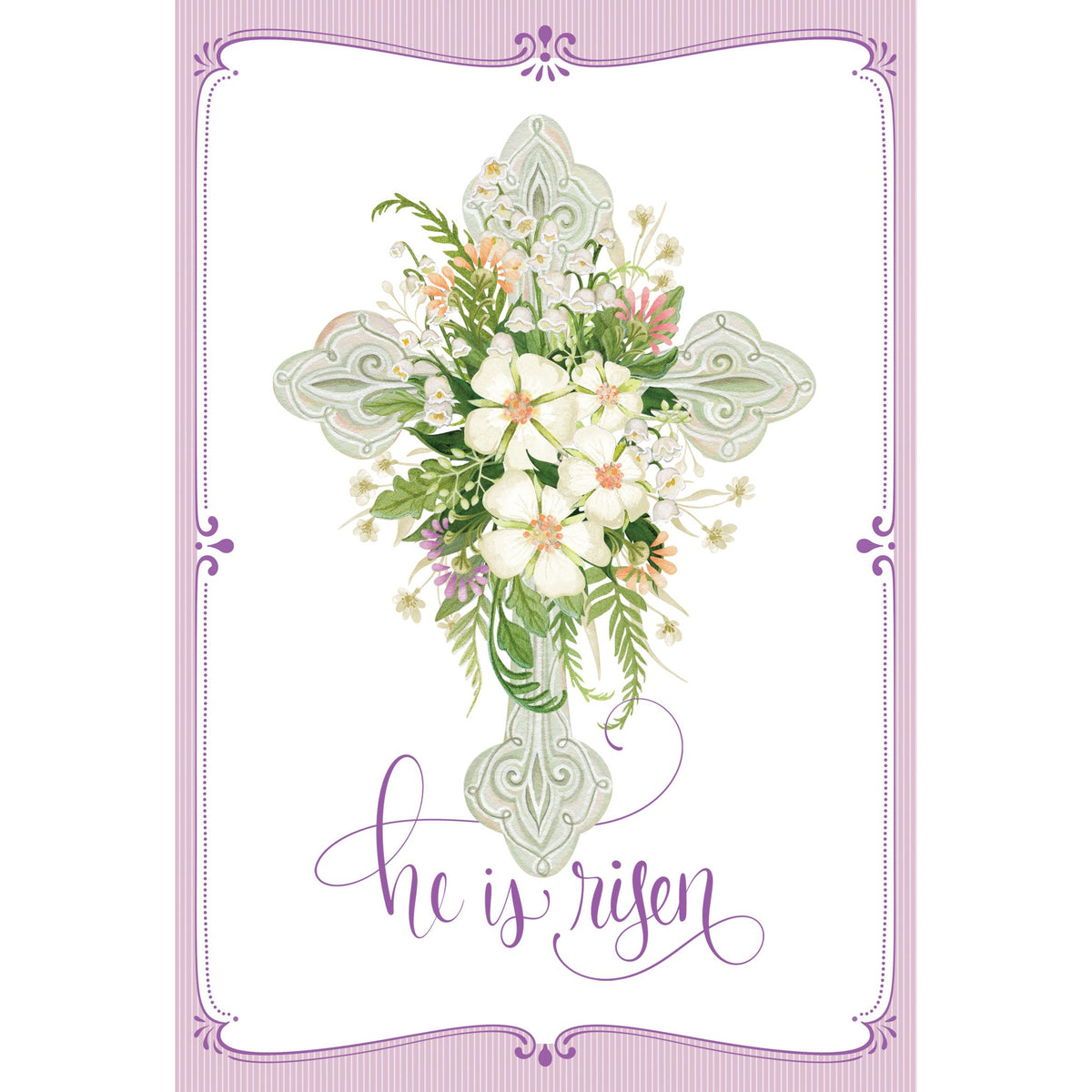 Pictura He Is Risen Easter card with religious cross design