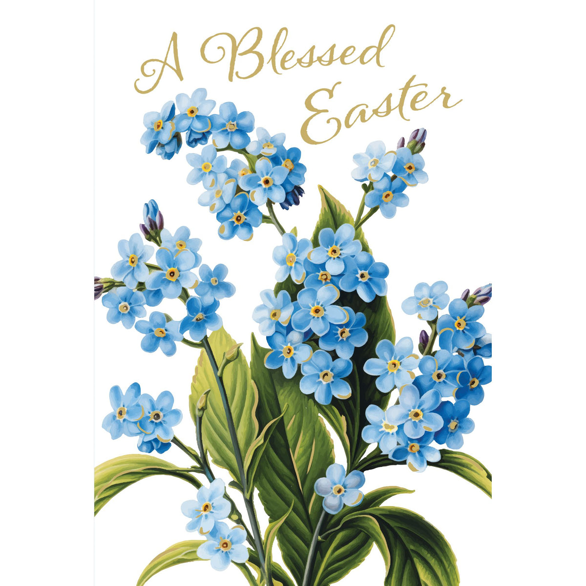 Pictura Blue Flowers Easter Card with religious design and floral cross imagery