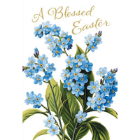 Pictura Blue Flowers Easter Card with religious design and floral cross imagery