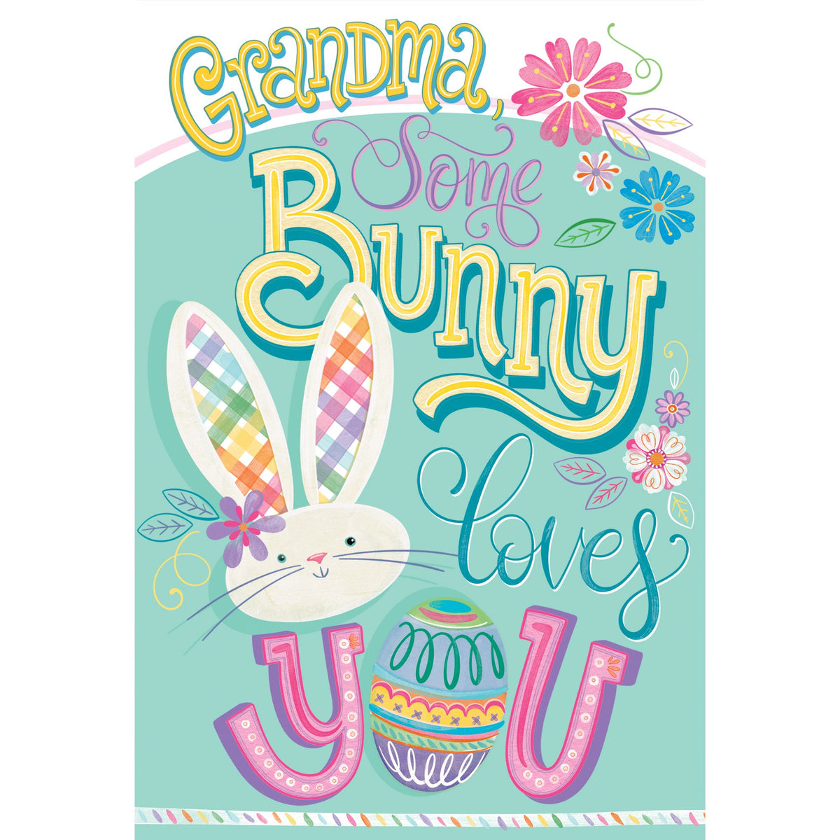 Pictura Somebunny Loves You Easter card for grandmother with cheerful bunny and colorful spring design