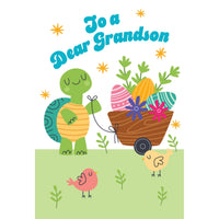 Pictura Tiny Turtle Easter card for grandson with a cheerful turtle design and colorful spring accents