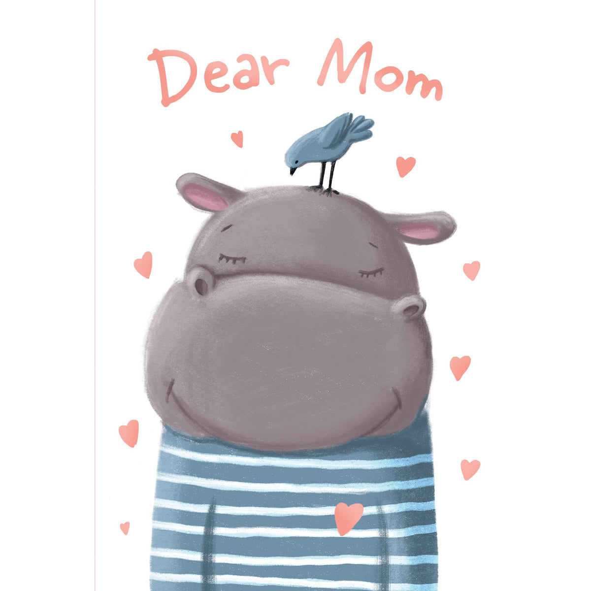 Pictura Happy Hippo Mother's Day car greeting card with colorful hippo design