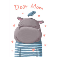 Pictura Happy Hippo Mother's Day car greeting card with colorful hippo design