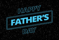 Galaxy-themed Father's Day card by Pictura featuring space design and heartfelt message for dad.