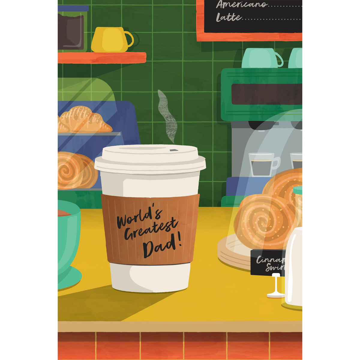 Pictura Coffee To Go Father's Day card featuring a coffee cup design