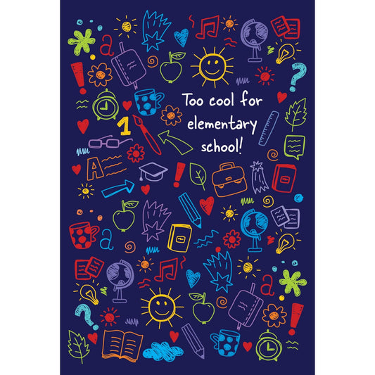 Colorful Grad Icons graduation card featuring vibrant symbols and icons for elementary graduation by Pictura.