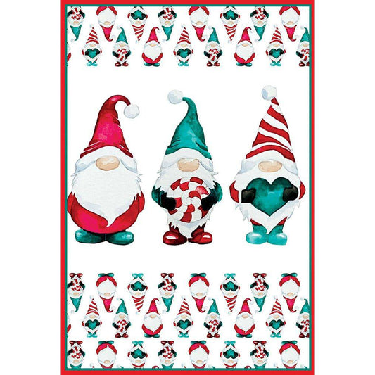 Three Gnomes Christmas Card by Pictura featuring festive gnome illustrations for holiday greetings.