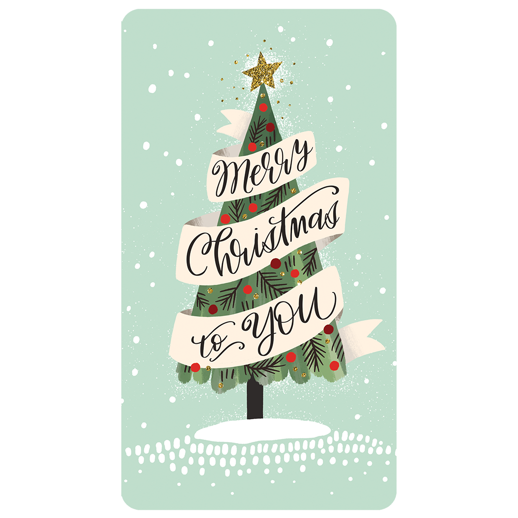 Merry Christmas To You Tree Christmas Card Money Holder