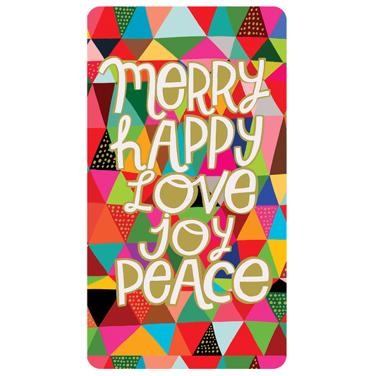 Pictura Christmas card featuring Merry Happy Joy Peace design with a money holder for holiday greetings and gift giving.