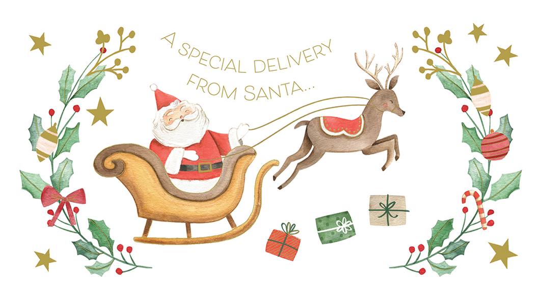 Santa Sleigh Reindeer Christmas Card Money Holder