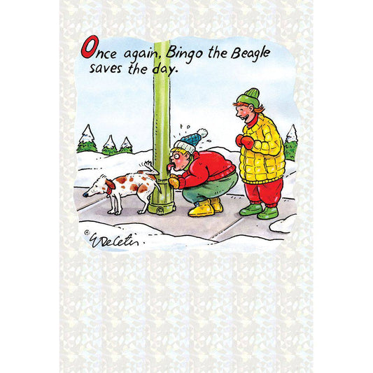 Pictura Bingo The Beagle Christmas Card featuring a festive holiday design with a cheerful beagle illustration.