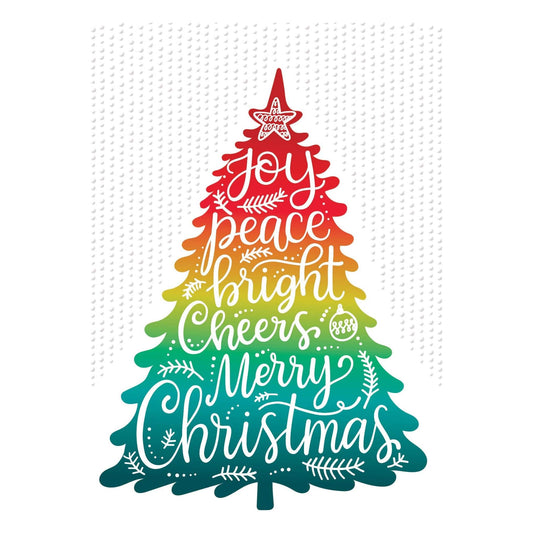 Colorful Rainbow Tree Christmas Card by Pictura featuring festive holiday design with vibrant rainbow and seasonal holiday imagery.