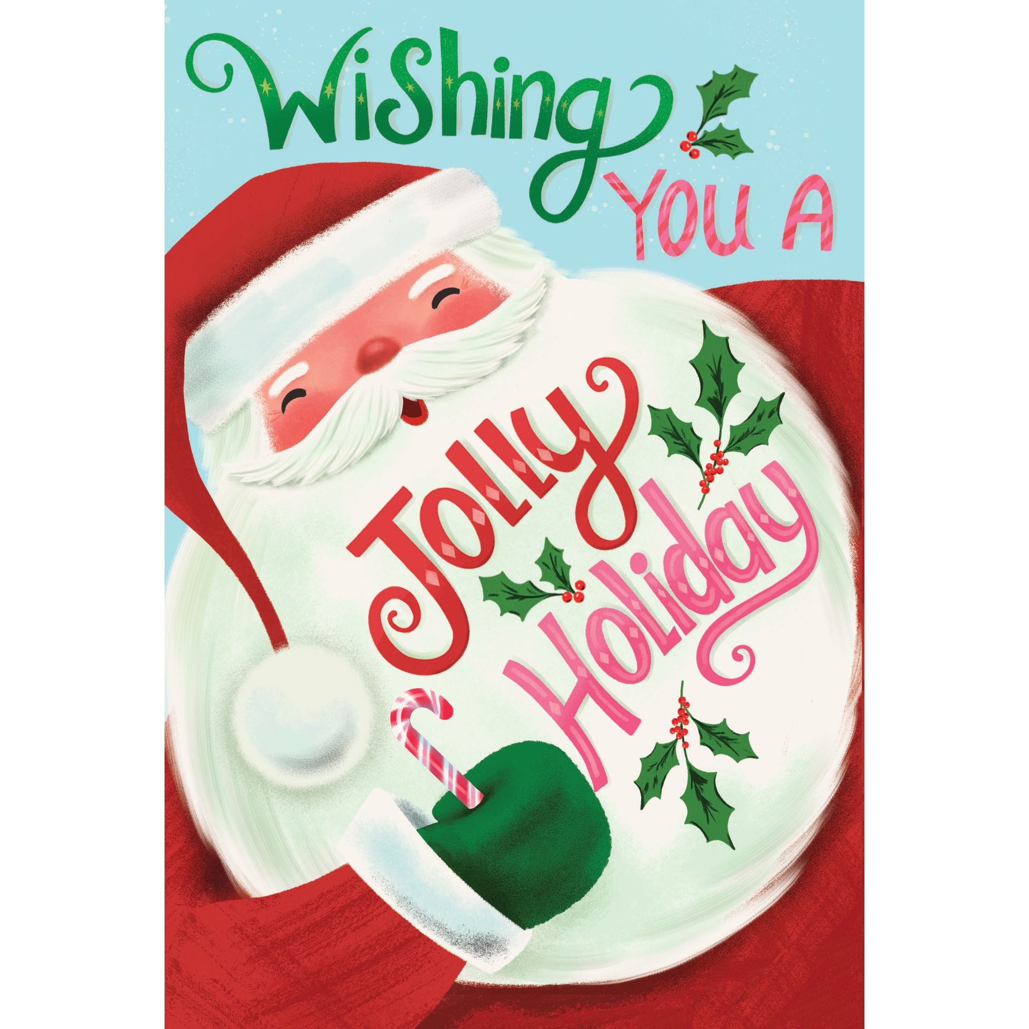 Holly Jolly Santa Christmas Card