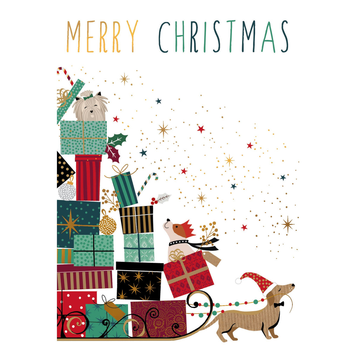 Christmas Dog Sled Christmas Card Sara Miller