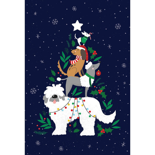 Pictura Dog Tree Christmas Card featuring a festive holiday design with a decorated Christmas tree and a cute dog illustration.